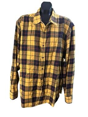 Amazon Essentials Men’s Flannel Yellow Black Long Sleeve Button Front